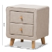 Baxton Studio Jonesy Mid-Century Beige Linen Upholstered 2-Drawer Nightstand - BSOBBT3140-Beige-NS-XD02