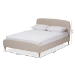 Baxton Studio Mia Mid-Century Light Beige Fabric Upholstered Full Size Platform Bed - BSOCF8814-Light Beige-Full