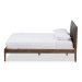 Baxton Studio Ember Mid-Century Dark Grey Fabric and Medium Brown Finish Wood King Size Platform Bed - BSOSW8063-Grey/Walnut-M7-King