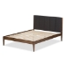 Baxton Studio Ember Mid-Century Dark Grey Fabric and Medium Brown Finish Wood King Size Platform Bed - BSOSW8063-Grey/Walnut-M7-King