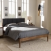 Baxton Studio Ember Mid-Century Dark Grey Fabric and Medium Brown Finish Wood King Size Platform Bed - BSOSW8063-Grey/Walnut-M7-King