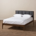 Baxton Studio Ember Mid-Century Dark Grey Fabric and Medium Brown Finish Wood King Size Platform Bed - BSOSW8063-Grey/Walnut-M7-King