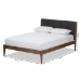 Baxton Studio Ember Mid-Century Dark Grey Fabric and Medium Brown Finish Wood King Size Platform Bed - BSOSW8063-Grey/Walnut-M7-King