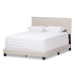 Baxton Studio Hampton Modern and Contemporary Light Beige Fabric Upholstered King Size Bed