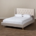 Baxton Studio Adelaide Retro Modern Light Beige Fabric Upholstered King Size Platform Bed - BSOCF8862-Light Beige-King