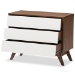Baxton Studio Hildon Mid-Century Modern White and Walnut Wood 3-Drawer Storage Chest - BSOHildon 3DW-Walnut/White-Chest