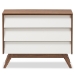Baxton Studio Hildon Mid-Century Modern White and Walnut Wood 3-Drawer Storage Chest - BSOHildon 3DW-Walnut/White-Chest
