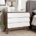 Baxton Studio Hildon Mid-Century Modern White and Walnut Wood 3-Drawer Storage Chest - BSOHildon 3DW-Walnut/White-Chest