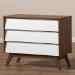 Baxton Studio Hildon Mid-Century Modern White and Walnut Wood 3-Drawer Storage Chest - BSOHildon 3DW-Walnut/White-Chest