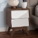 Baxton Studio Hildon Mid-Century Modern White and Walnut Wood 2-Drawer Storage Nightstand - BSOHildon NS-Walnut/White