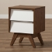 Baxton Studio Hildon Mid-Century Modern White and Walnut Wood 2-Drawer Storage Nightstand - BSOHildon NS-Walnut/White
