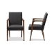 Baxton Studio Andrea Mid-Century Modern Dark Grey Upholstered Wooden 2-Piece Lounge Set - BSOBBT5267-Dark Grey-Chair