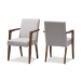 Baxton Studio Andrea Mid-Century Modern Greyish Beige Upholstered Wooden Armchair (Set of 2)