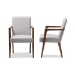 Baxton Studio Andrea Mid-Century Modern Greyish Beige Upholstered Wooden 2-Piece Lounge Chair Set - BSOBBT5267-Greyish Beige-Chair