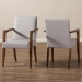Baxton Studio Andrea Mid-Century Modern Greyish Beige Upholstered Wooden 2-Piece Lounge Chair Set - BSOBBT5267-Greyish Beige-Chair
