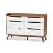 Baxton Studio Brighton Mid-Century Modern White and Walnut Wood 6-Drawer Storage Dresser