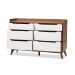Baxton Studio Brighton Mid-Century Modern White and Walnut Wood 6-Drawer Storage Dresser - BSOBrighton-Walnut/White-6DW-Chest