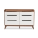 Baxton Studio Brighton Mid-Century Modern White and Walnut Wood 6-Drawer Storage Dresser - BSOBrighton-Walnut/White-6DW-Chest