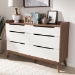 Baxton Studio Brighton Mid-Century Modern White and Walnut Wood 6-Drawer Storage Dresser - BSOBrighton-Walnut/White-6DW-Chest