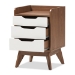Baxton Studio Brighton Mid-Century Modern White and Walnut Wood 3-Drawer Storage Nightstand - BSOBrighton-Walnut/White-NS
