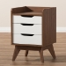 Baxton Studio Brighton Mid-Century Modern White and Walnut Wood 3-Drawer Storage Nightstand - BSOBrighton-Walnut/White-NS