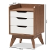 Baxton Studio Brighton Mid-Century Modern White and Walnut Wood 3-Drawer Storage Nightstand - BSOBrighton-Walnut/White-NS