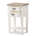 Baxton Studio Dauphine Provincial Style Weathered Oak and White Wash Distressed Finish Wood Nightstand - BSOCHR20VM/M B-C
