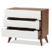 Baxton Studio Calypso Mid-Century Modern White and Walnut Wood 3-Drawer Storage Chest - BSOCalypso-Walnut/White-3DW-Chest