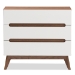 Baxton Studio Calypso Mid-Century Modern White and Walnut Wood 3-Drawer Storage Chest - BSOCalypso-Walnut/White-3DW-Chest