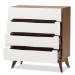 Baxton Studio Calypso Mid-Century Modern White and Walnut Wood 4-Drawer Storage Chest - BSOCalypso-Walnut/White-4DW-Chest