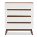 Baxton Studio Calypso Mid-Century Modern White and Walnut Wood 4-Drawer Storage Chest - BSOCalypso-Walnut/White-4DW-Chest