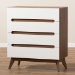 Baxton Studio Calypso Mid-Century Modern White and Walnut Wood 4-Drawer Storage Chest - BSOCalypso-Walnut/White-4DW-Chest
