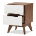 Baxton Studio Calypso Mid-Century Modern White and Walnut Wood 2-Drawer Storage Nightstand - BSOCalypso-Walnut/White-NS