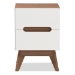 Baxton Studio Calypso Mid-Century Modern White and Walnut Wood 2-Drawer Storage Nightstand - BSOCalypso-Walnut/White-NS