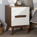 Baxton Studio Calypso Mid-Century Modern White and Walnut Wood 2-Drawer Storage Nightstand - BSOCalypso-Walnut/White-NS