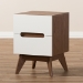 Baxton Studio Calypso Mid-Century Modern White and Walnut Wood 2-Drawer Storage Nightstand - BSOCalypso-Walnut/White-NS