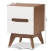 Baxton Studio Calypso Mid-Century Modern White and Walnut Wood 2-Drawer Storage Nightstand - BSOCalypso-Walnut/White-NS