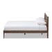 Baxton Studio Elmdon Mid-Century Modern Solid Walnut Wood Slatted Headboard Style Full Size Platform Bed - BSOSW8066-Walnut-M17-Full