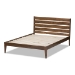 Baxton Studio Elmdon Mid-Century Modern Solid Walnut Wood Slatted Headboard Style Full Size Platform Bed - BSOSW8066-Walnut-M17-Full