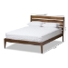 Baxton Studio Elmdon Mid-Century Modern Solid Walnut Wood Slatted Headboard Style Full Size Platform Bed - BSOSW8066-Walnut-M17-Full