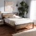 Baxton Studio Torino Mid-Century Modern Solid Walnut Wood Open Frame Style King Size Platform Bed - BSOSW8068-Walnut-M17-King
