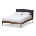 Baxton Studio Jupiter Mid-Century Modern Grey Fabric Upholstered Button-Tufted King Size Platform Bed