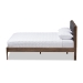 Baxton Studio Jupiter Mid-Century Modern Grey Fabric Upholstered Button-Tufted King Size Platform Bed - BSOSW8085-Walnut-M17-King