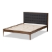 Baxton Studio Jupiter Mid-Century Modern Grey Fabric Upholstered Button-Tufted King Size Platform Bed - BSOSW8085-Walnut-M17-King