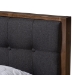 Baxton Studio Jupiter Mid-Century Modern Grey Fabric Upholstered Button-Tufted King Size Platform Bed - BSOSW8085-Walnut-M17-King