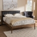 Baxton Studio Jupiter Mid-Century Modern Grey Fabric Upholstered Button-Tufted King Size Platform Bed - BSOSW8085-Walnut-M17-King
