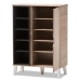 Baxton Studio Adelina Mid-Century Modern 1-door Oak and Grey Wood Shoe Cabinet - BSOSESC16104-Hana Oak/Dark Grey-Shoe Cabinet