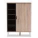 Baxton Studio Adelina Mid-Century Modern 1-door Oak and Grey Wood Shoe Cabinet - BSOSESC16104-Hana Oak/Dark Grey-Shoe Cabinet