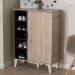 Baxton Studio Adelina Mid-Century Modern 1-door Oak and Grey Wood Shoe Cabinet - BSOSESC16104-Hana Oak/Dark Grey-Shoe Cabinet