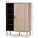 Baxton Studio Adelina Mid-Century Modern 1-door Oak and Grey Wood Shoe Cabinet - BSOSESC16104-Hana Oak/Dark Grey-Shoe Cabinet
